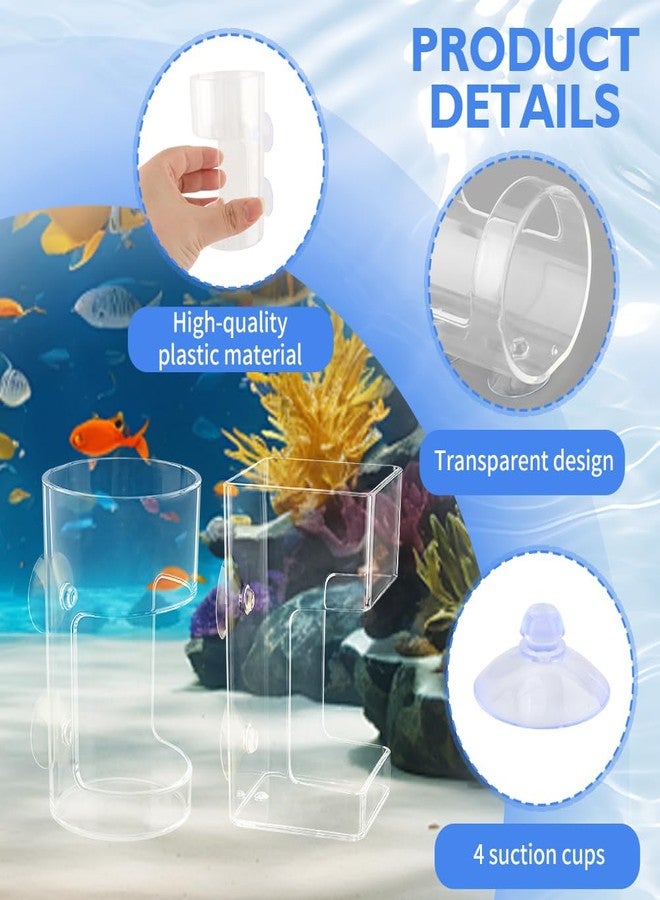 Kazheon 2pcs Fish Tank Feeding Tray with Suction Cup Acrylic Feeding Tube Fish Food Holder Automatic Fishing Feeder Aquarium Tank Divider Supplies Breeder Box for Aquarium (Color:Clear) - Image 4